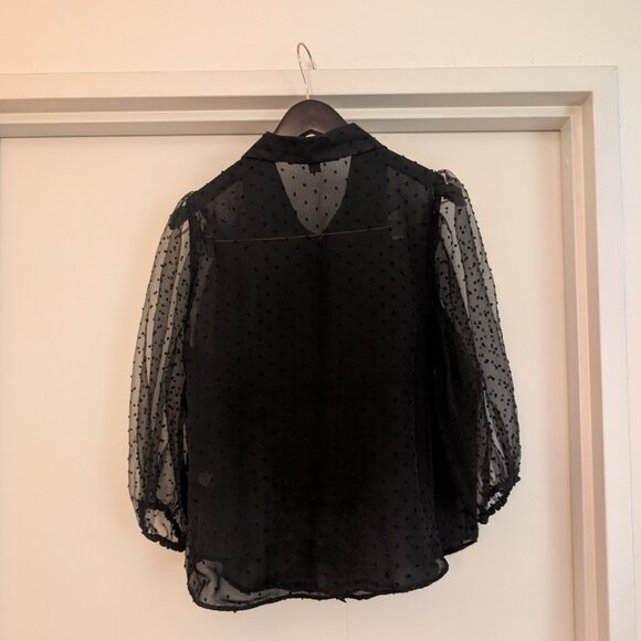 Black sheer polka dot blouse by Marc New York size medium - Picture 3 of 8